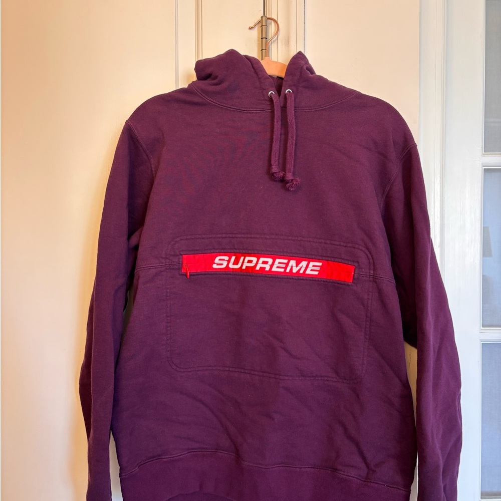 Supreme Deep Purple Hoodie with Red Accent